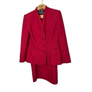 Vintage Sag Harbor Suits Red Blazer & Skirt Set Size 14 Career Business‎